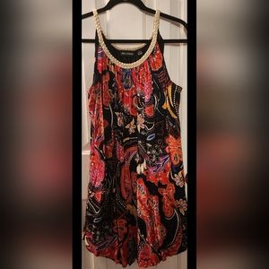 Nina Leonard dress multicolor lined. Gold shimmery  trim at neckline. SZ…